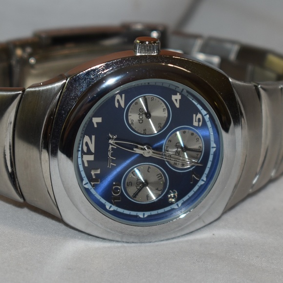 Timex Other - Timex TMX Stainless Steel Blue Chronometer Watch
